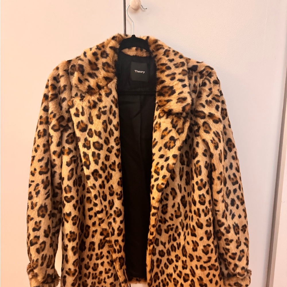 Theory Animal Print Teddy Jacket